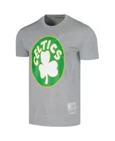 Men's and Women's Mitchell & Ness Heather Gray Boston Celtics Hardwood Classics Mvp Throwback Logo T-shirt