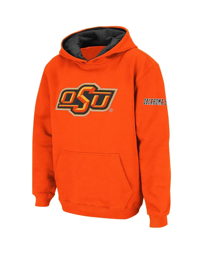 Big Boys Stadium Athletic Orange Oklahoma State Cowboys Logo Team Pullover Hoodie