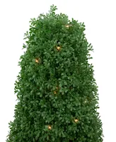 3' Pre-Lit Artificial Boxwood Cone Topiary Tree with Round Pot Clear Lights