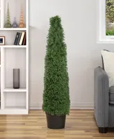 4' Artificial Boxwood Cone Topiary Tree with Pot Unlit