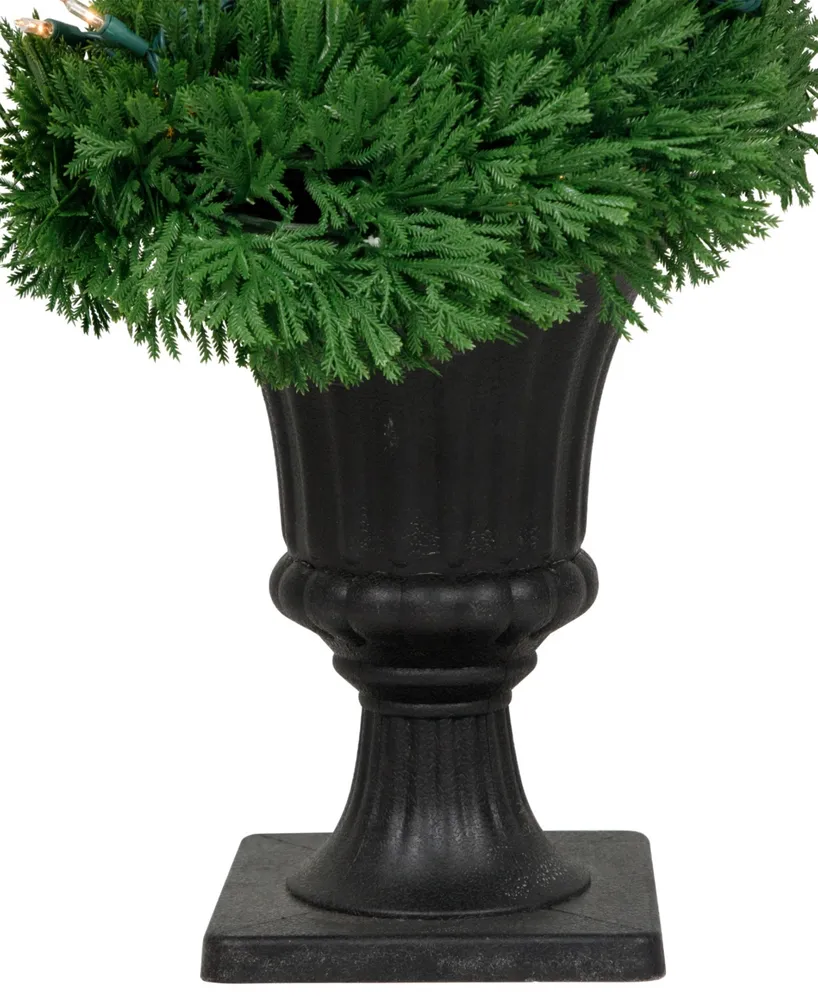 5.5' Pre-Lit Artificial Cedar Spiral Topiary Tree in Urn Style Pot Clear Lights