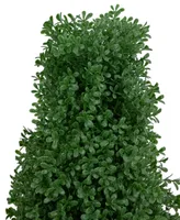 30" Artificial Boxwood Cone Topiary Tree with Round Pot Unlit