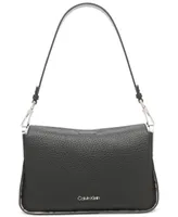 Calvin Klein Fay Mixed Material Demi Shoulder with Magnetic Top Closure