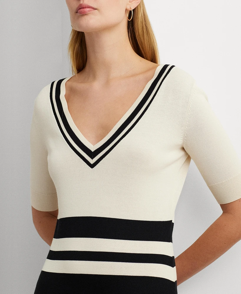 Lauren Ralph Women's Two-Tone Sweater Sheath Dress