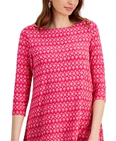 Jm Collection Women's Printed Jacquard Swing Top, Created for Macy's