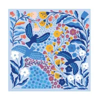 Jessie Zhao New York Double Sided Silk Scarf of Blue Birds