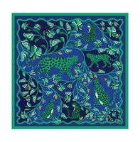 Jessie Zhao New York Double Sided Silk Scarf Of Leopards In The Verdant Wild