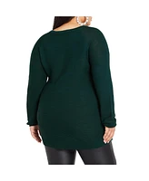 City Chic Women's Zip Front Sweater