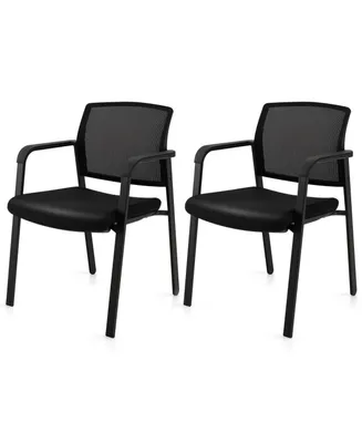 Conference Chairs Set of 2 Stackable Office Guest Mesh Chairs