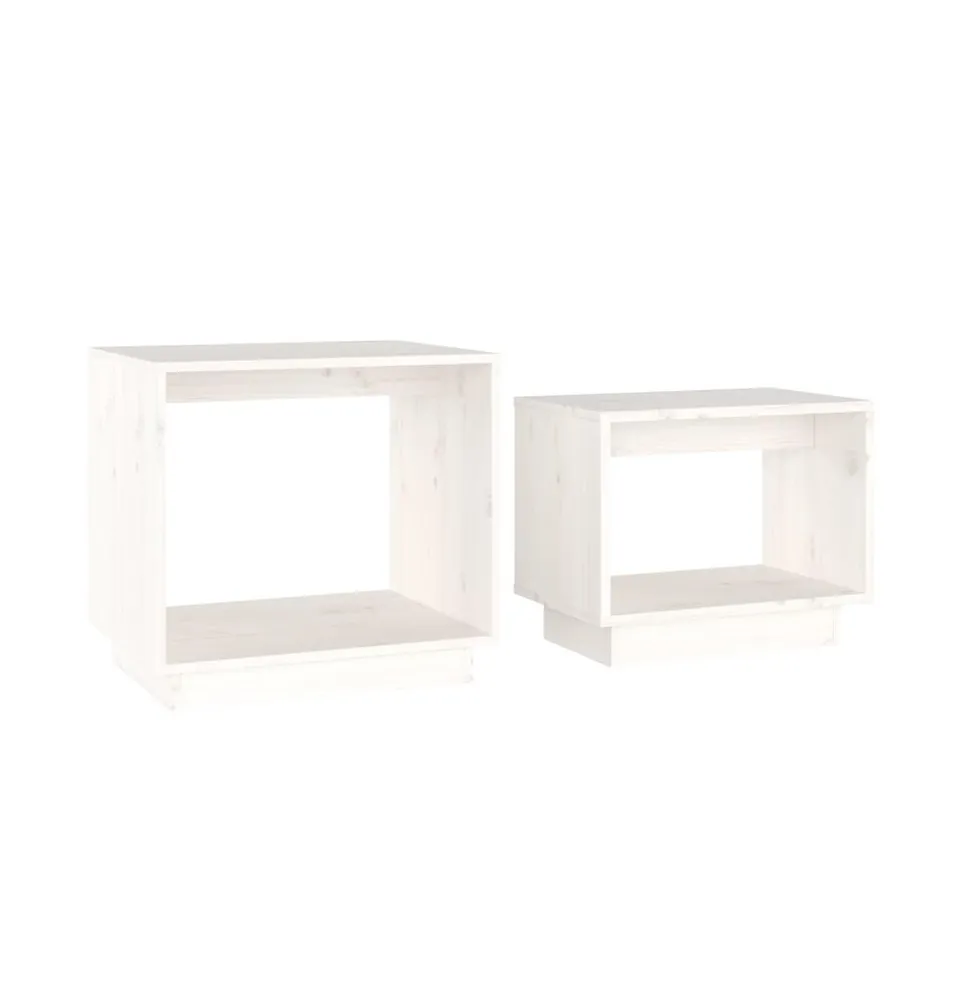 Nesting Coffee Tables 2 pcs White Solid Wood Pine