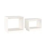 Nesting Coffee Tables 2 pcs White Solid Wood Pine