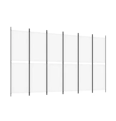6-Panel Room Divider White 118.1"x70.9" Fabric