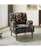 Montross Traditional Wooden Upholstered Armchair with Floral Patterns