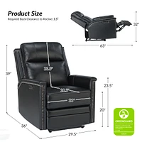 Lidia Modern Genuine Leather Power Recliner with Nailhead Trims