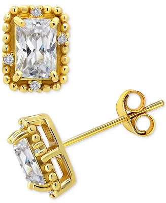 Giani Bernini Cubic Zirconia Bead Frame Stud Earrings 18k Gold-Plated Sterling Silver, Created for Macy's