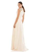 Women's Ieena Beaded Cap Sleeve V Neck A Line Gown