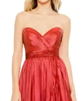 Women's Asymmetrical Strapless Ruffle Gown