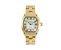 Peugeot Women's Gold Status Bracelet Watch Barrel Shape Roman Dial Gold-Tone Bracelet Strap