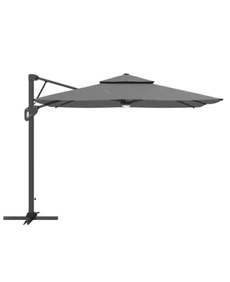 Mondawe 10ft Square Solar Led Offset Cantilever Outdoor Patio Umbrella with Built-in Bluetooth Speaker