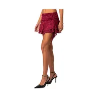 Women's Ruby ruffle lace mini skirt