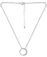 Giani Bernini Cubic Zirconia Circle Pendant Necklace Sterling Silver, 16" + 2" extender, Created for Macy's