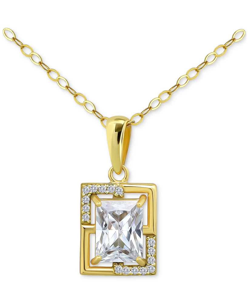 Giani Bernini Cubic Zirconia Baguette Framed Pendant Necklace in 18k Gold-Plated Sterling Silver, 16" + 2" extender, Created for Macy's