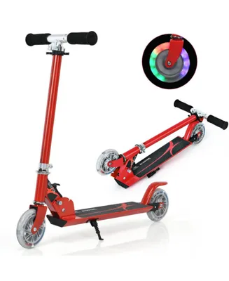 Sugift Folding Aluminum Kids Kick Scooter with Led Lights - Red