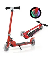 Sugift Folding Aluminum Kids Kick Scooter with Led Lights - Red