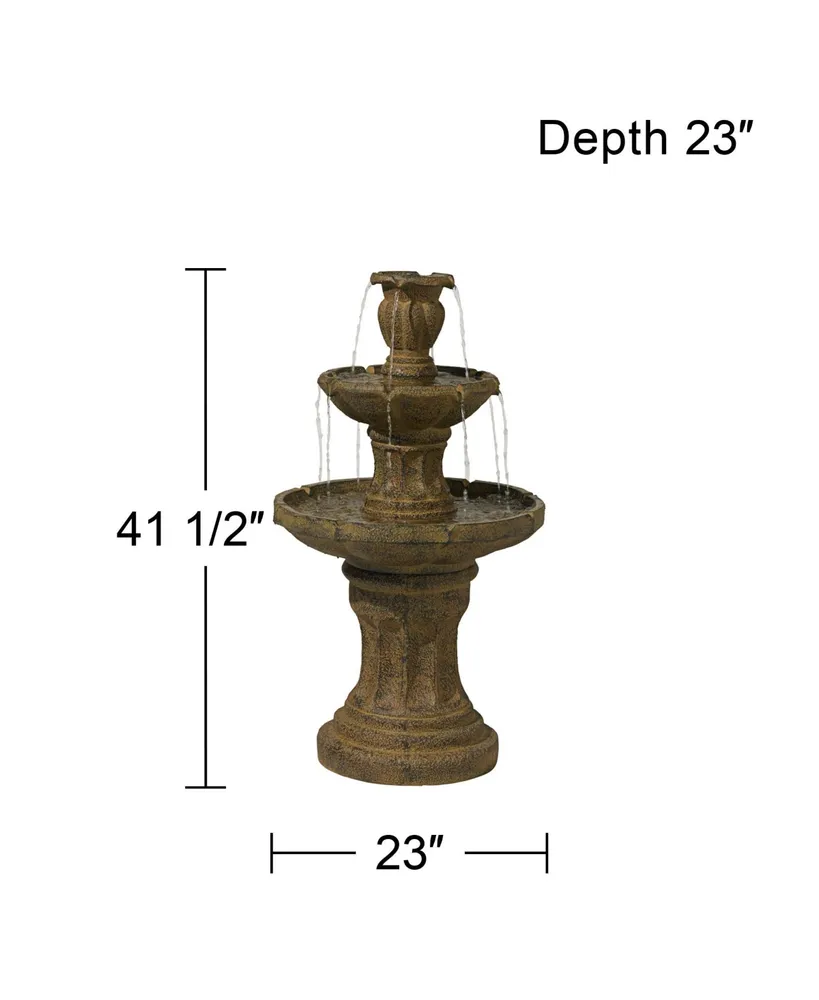 Tuscan Garden Classic Rustic Outdoor Floor Fountain and Waterfalls 41 1/2" High 3 Tiered Decor for Garden Patio Backyard Deck Home Lawn Porch House Re