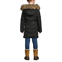 Lands' End Child Girls Winter Fleece Lined Down Alternative Thermo Plume Coat