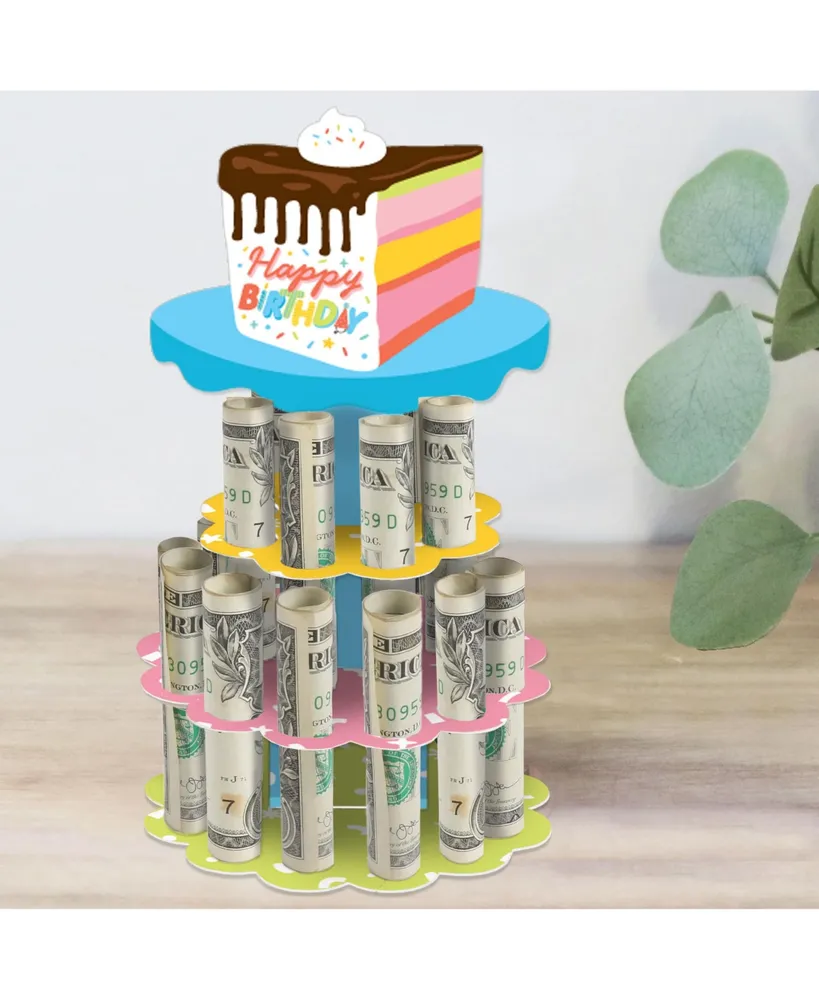 Cake Time - Diy Happy Birthday Party Money Holder Gift - Cash Cake - Assorted Pre