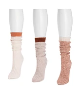 Muk Luks Women's 3 Pair Pack Slouch Socks, One