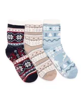 Muk Luks Women's 3 Pair Pack 2 Layer Ankle Socks, One