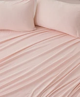 Premium Comforts Heathered Melange T-shirt Jersey Knit Cotton Blend Piece Sheet Set
