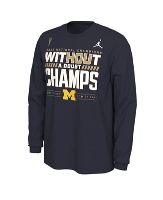 Men's Jordan Navy Michigan Wolverines College Football Playoff 2023 National Champions Locker Room Long Sleeve T-shirt