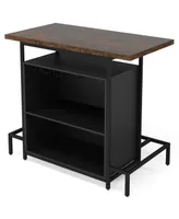 Tribe signs Home Bar Unit, Industrial 3-Tier Liquor Bar Table with Glasses Holder and Wine Storage for Den Home Pub