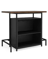 Tribe signs Home Bar Unit, Industrial 3-Tier Liquor Bar Table with Glasses Holder and Wine Storage, Wine Bar Cabinet Set Mini Bar with Footrest for De