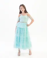 Rare Editions Big Girls Tiered, Cold Shoulder Party Dress