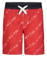 Tommy Hilfiger Big Boys Script All Over Print Swim Trunks