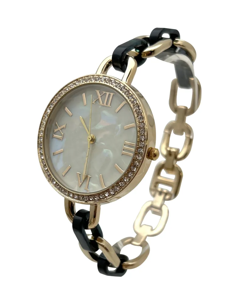 Olivia Pratt Bracelet Style Metal and Tortoise Women Watch