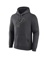 Men's Fanatics Heather Charcoal San Antonio Spurs Primary Logo Pullover Hoodie