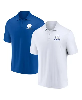 Men's Fanatics White, Royal Distressed Indianapolis Colts Throwback Two-Pack Polo Shirt Set