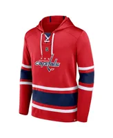 Men's Fanatics Tom Wilson Red Washington Capitals Name and Number Lace-Up Pullover Hoodie