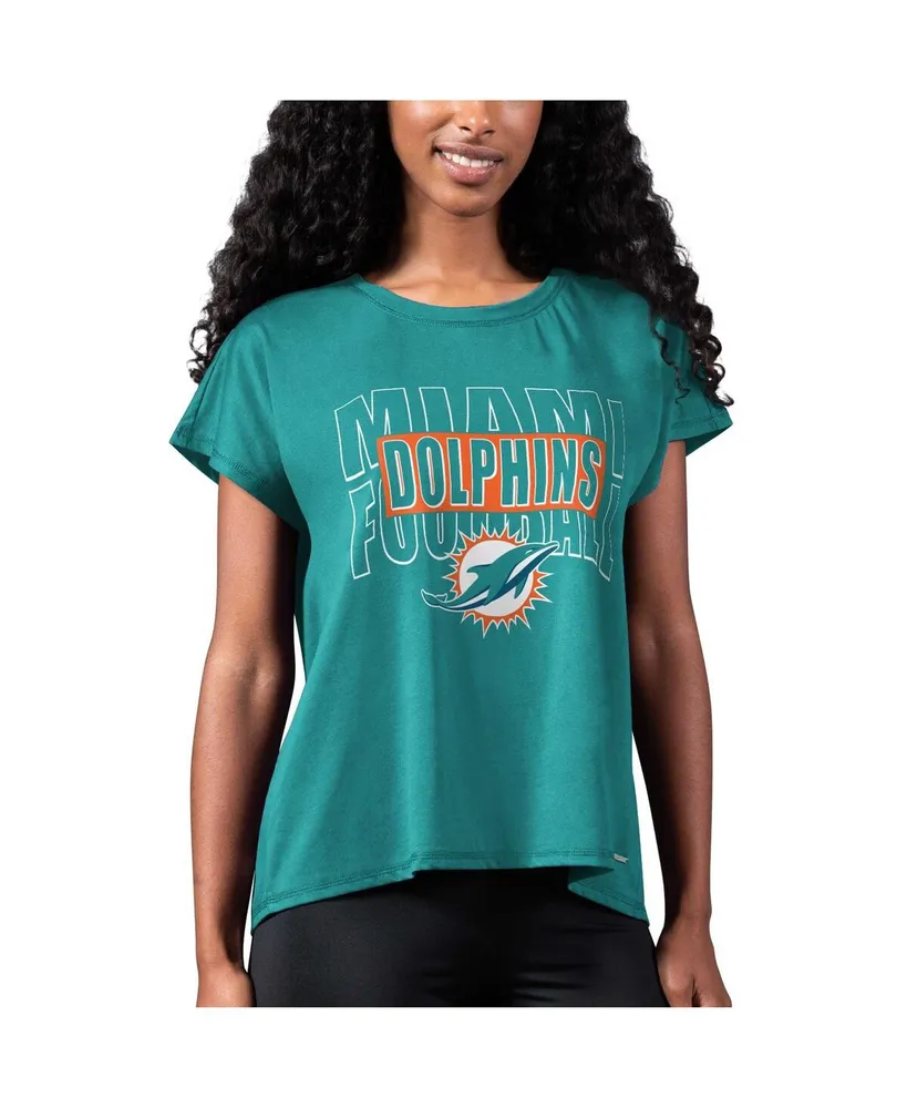 Women's Msx by Michael Strahan Aqua Miami Dolphins Abigail Back Slit T-shirt