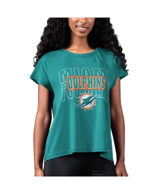 Women's Msx by Michael Strahan Aqua Miami Dolphins Abigail Back Slit T-shirt