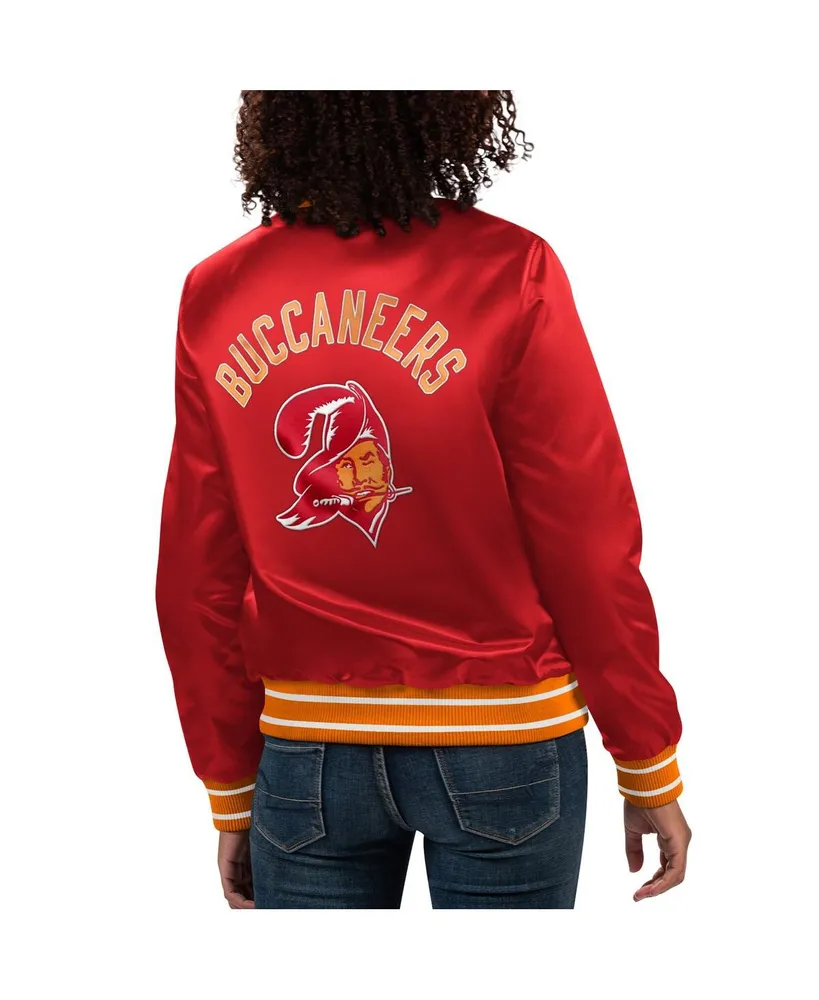 Women's Starter Red Tampa Bay Buccaneers Full Count Satin Full-Snap Varsity Jacket