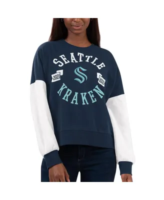 Women's G-iii 4Her by Carl Banks Deep Sea Blue Seattle Kraken Team Pride Pullover Sweatshirt