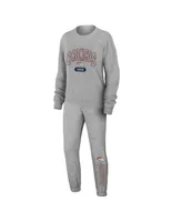 Women's Wear by Erin Andrews Heather Gray Denver Broncos Knit Long Sleeve Tri-Blend T-shirt and Pants Sleep Set