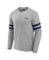 Men's Nfl x Darius Rucker Collection by Fanatics Heather Gray Seattle Seahawks Henley Long Sleeve T-shirt