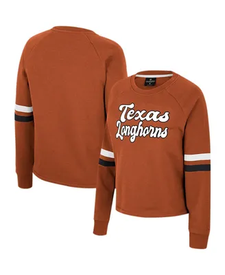 Women's Colosseum Texas Orange Texas Longhorns Talent Competition Raglan Pullover Sweatshirt
